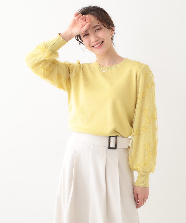 S-LL】大人可愛い お袖レースドッキングニット(ニット/セーター S-LL】大人可愛い お袖レースドッキングニット(ニット/セーター