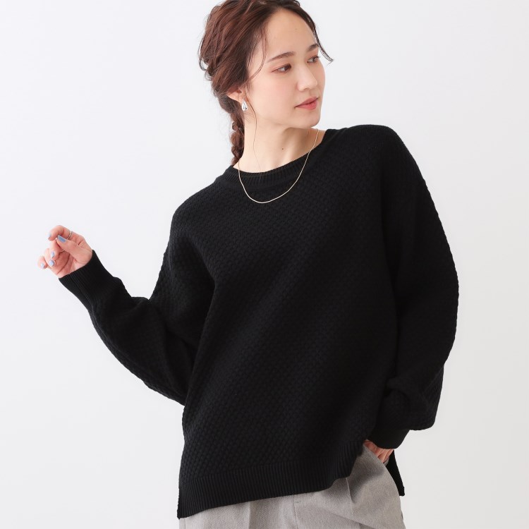 シューラルー/ドレスキップ(SHOO・LA・RUE/DRESKIP)の【高レビュー/洗える/S-LL】ポコポコの表面感が魅力 ラーベン柄ニット ニット/セーター