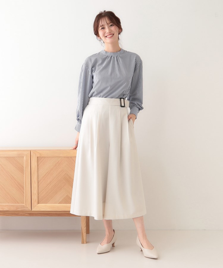 S-LL/体型カバー】オンオフ兼用 ベルト風ガウチョパンツ(6~9分 S-LL/体型カバー】オンオフ兼用 ベルト風ガウチョパンツ(6~9分