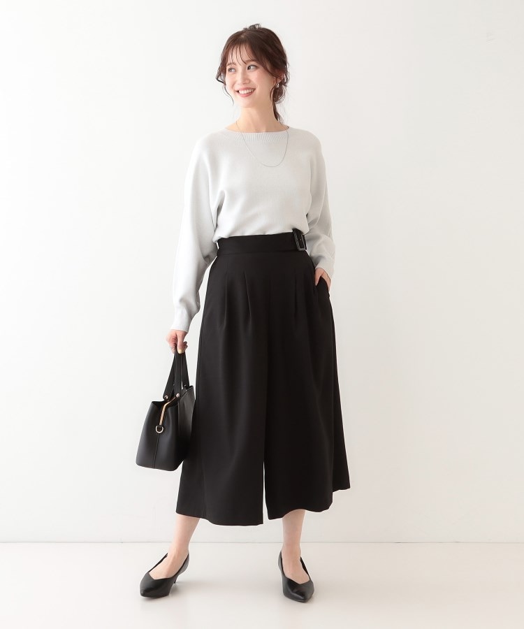 S-LL/体型カバー】オンオフ兼用 ベルト風ガウチョパンツ(6~9分 S-LL/体型カバー】オンオフ兼用 ベルト風ガウチョパンツ(6~9分