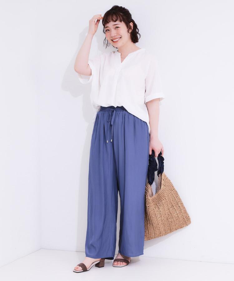 シューラルー/ドレスキップ(SHOO・LA・RUE/DRESKIP)の【S-LL/着丈選べる】 マットサテンワイドパンツ56