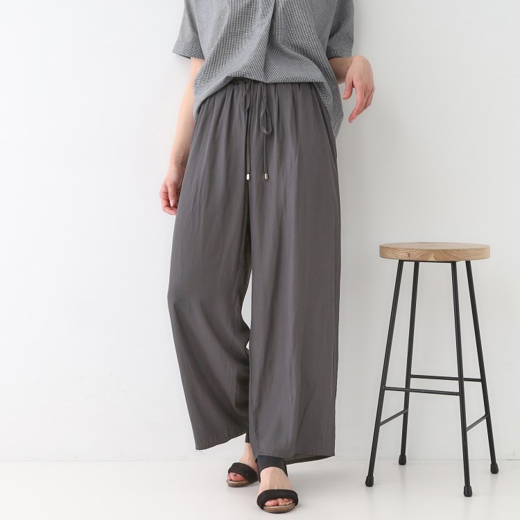 シューラルー/ドレスキップ(SHOO・LA・RUE/DRESKIP)の【S-LL/着丈選べる】 マットサテンワイドパンツ フルレングスパンツ