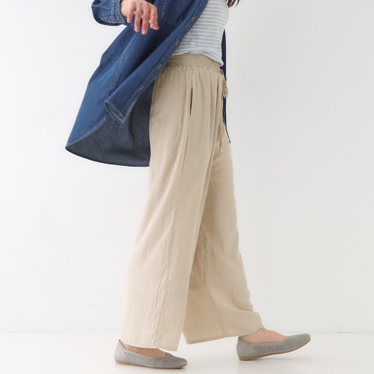 シューラルー/ドレスキップ(SHOO・LA・RUE/DRESKIP)の【S-LL/着丈選べる】 マットサテンワイドパンツ フルレングスパンツ