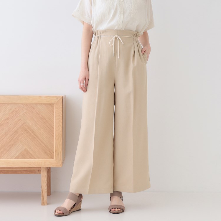 シューラルー/ドレスキップ(SHOO・LA・RUE/DRESKIP)の【S-LL】きれいにスタイルアップ ロープ紐使いワイドパンツ フルレングスパンツ