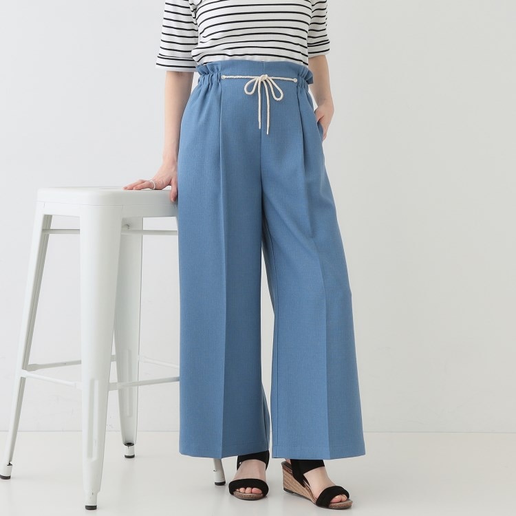 シューラルー/ドレスキップ(SHOO・LA・RUE/DRESKIP)の【S-LL】きれいにスタイルアップ ロープ紐使いワイドパンツ フルレングスパンツ