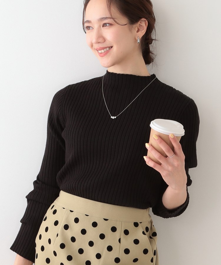 シューラルー/ドレスキップ(SHOO・LA・RUE/DRESKIP)の【洗える/S-LL】一枚でもインナーでも プチハイネック リブニット ブラック(019)