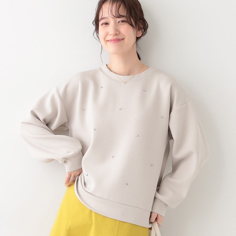 シューラルー/ドレスキップ(SHOO・LA・RUE/DRESKIP)の【S-LL】もちさら ビジュー付きトップス カットソー