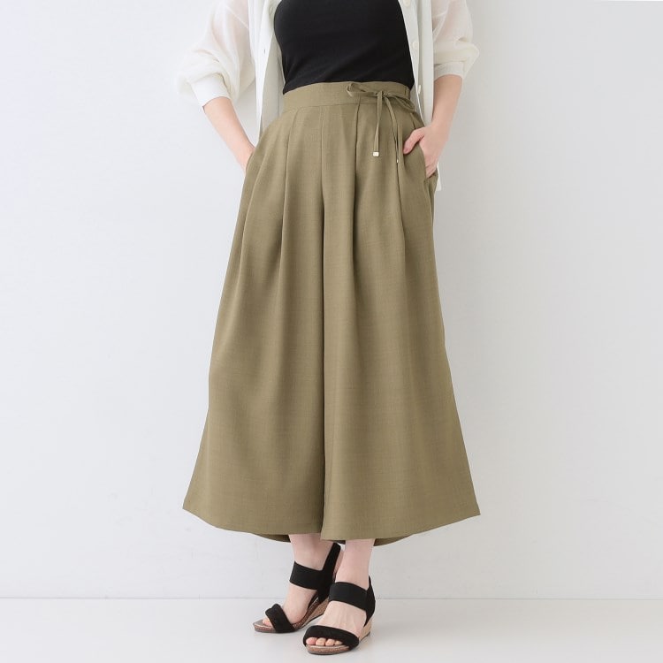 シューラルー/ドレスキップ(SHOO・LA・RUE/DRESKIP)の【洗える/S-LL/洗濯後しわになりにくい】低身長さんにもおすすめ 麻調ガウチョパンツ 6～9分丈パンツ