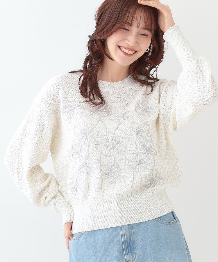 S-LL】花柄刺繍ブークレニット(ニット/セーター) | SHOO・LA S-LL】花柄刺繍ブークレニット(ニット/セーター) | SHOO・LA