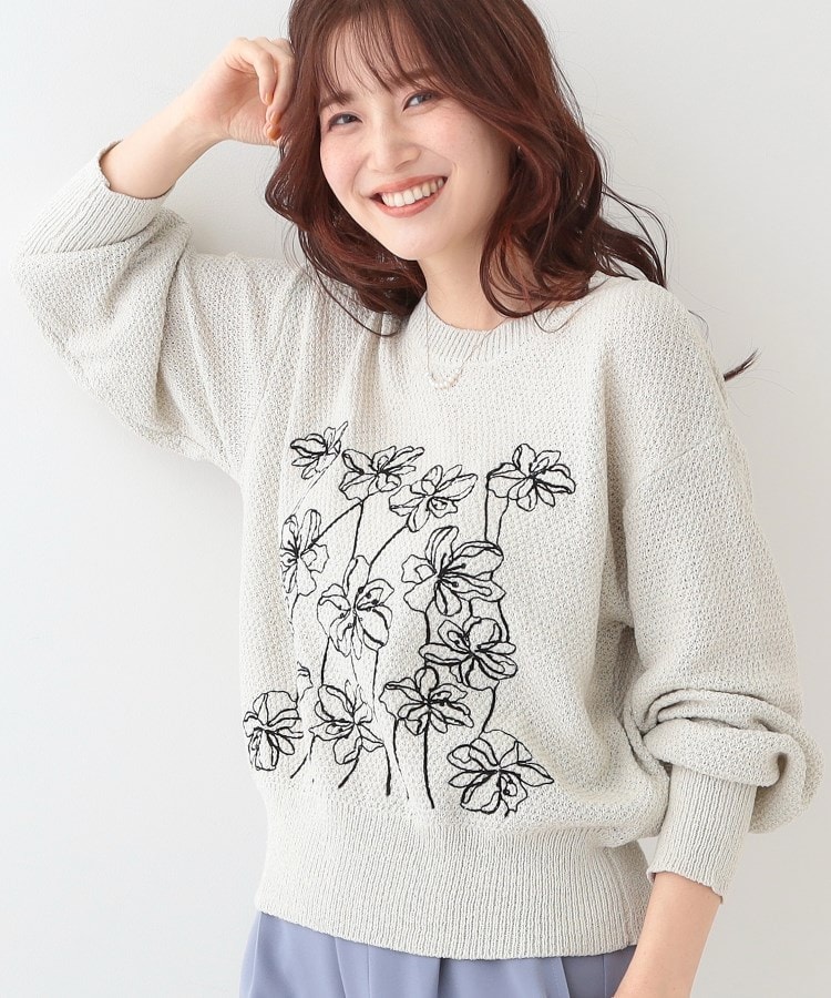 S-LL】花柄刺繍ブークレニット(ニット/セーター) | SHOO・LA S-LL】花柄刺繍ブークレニット(ニット/セーター) | SHOO・LA