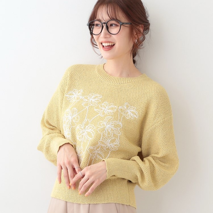 シューラルー/ドレスキップ(SHOO・LA・RUE/DRESKIP)の【S-LL】花柄刺繍ブークレニット ニット/セーター