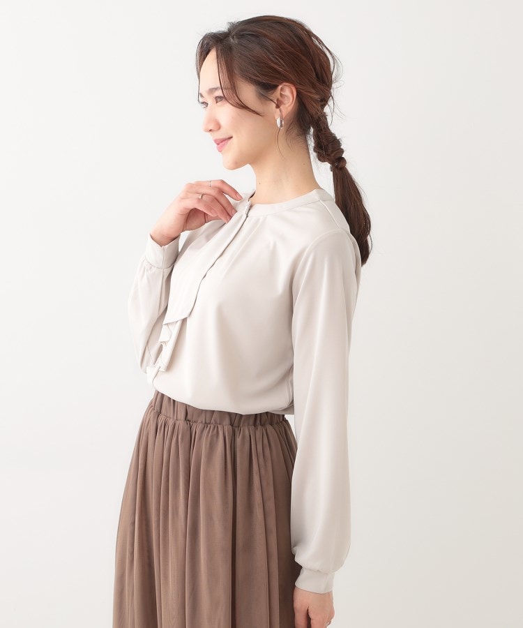 シューラルー/ドレスキップ(SHOO・LA・RUE/DRESKIP)の【洗える/S-LL/洗濯後しわになりにくい】ブラウス見えボウタイ風トップス10