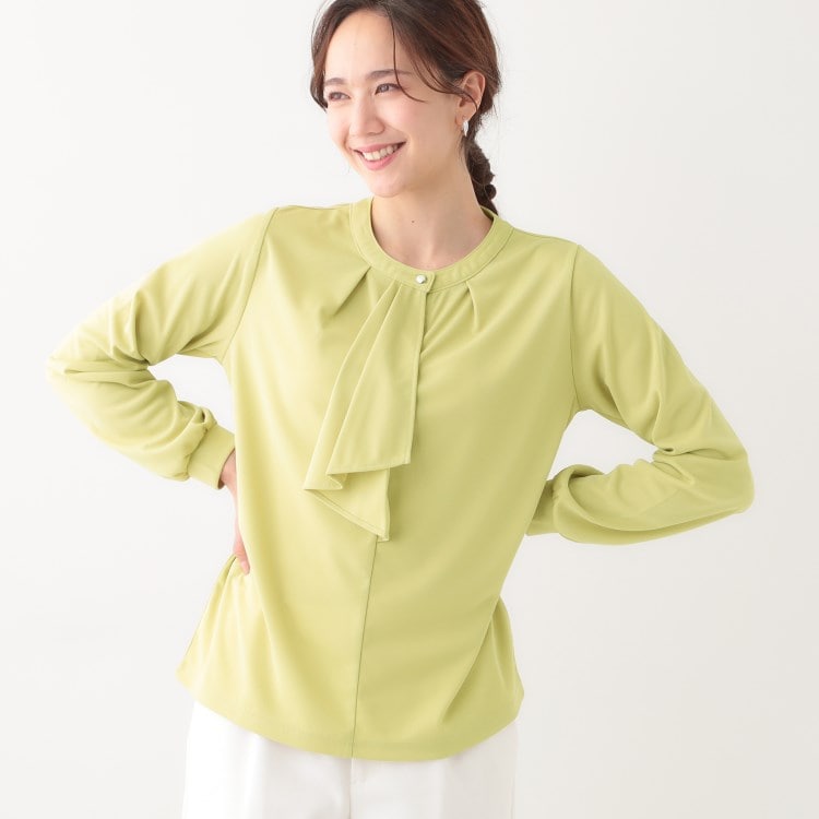 シューラルー/ドレスキップ(SHOO・LA・RUE/DRESKIP)の【洗える/S-LL/洗濯後しわになりにくい】ブラウス見えボウタイ風トップス カットソー