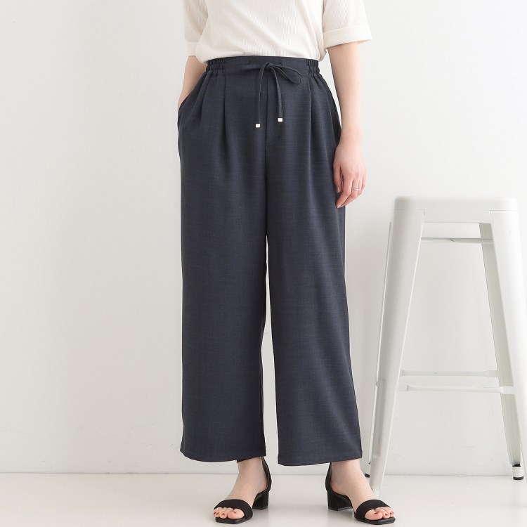 シューラルー/ドレスキップ(SHOO・LA・RUE/DRESKIP)の【S-LL/セットアップ可】麻調イージーワイドパンツ フルレングスパンツ