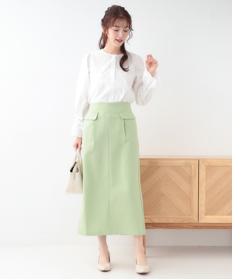 S-LL/前後2WAY/洗濯後しわになりにくい】お袖刺繍レースブラウス S-LL/前後2WAY/洗濯後しわになりにくい】お袖刺繍レースブラウス