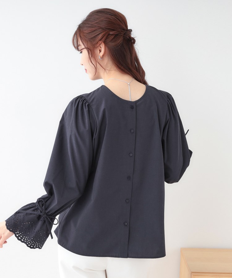 S-LL/前後2WAY/洗濯後しわになりにくい】お袖刺繍レースブラウス S-LL/前後2WAY/洗濯後しわになりにくい】お袖刺繍レースブラウス