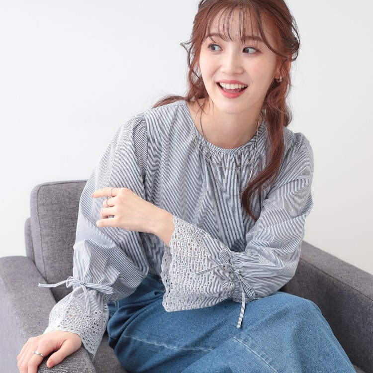 シューラルー/ドレスキップ(SHOO・LA・RUE/DRESKIP)の【S-LL/前後2WAY/洗濯後しわになりにくい】お袖刺繍レースブラウス シャツ・ブラウス
