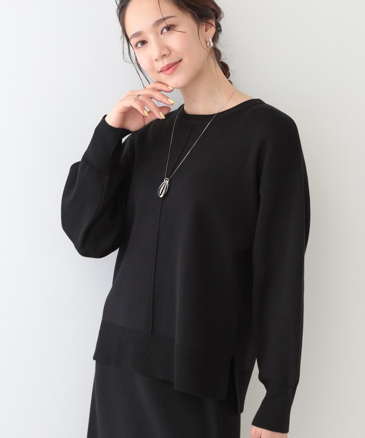 シューラルー/ドレスキップ(SHOO・LA・RUE/DRESKIP)の【S-LL/セットアップ可】インせず着られる さらっとなめらかニット ブラック(019)