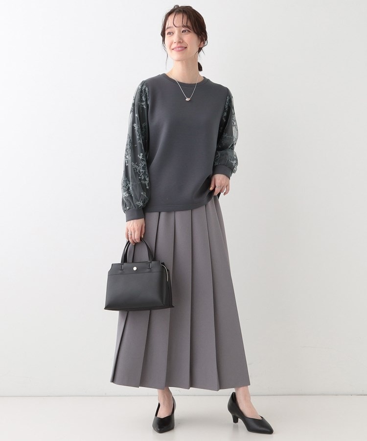 大人上品 お袖チュール刺繍 切替トップス(カットソー) | SHOO 大人上品 お袖チュール刺繍 切替トップス(カットソー) | SHOO