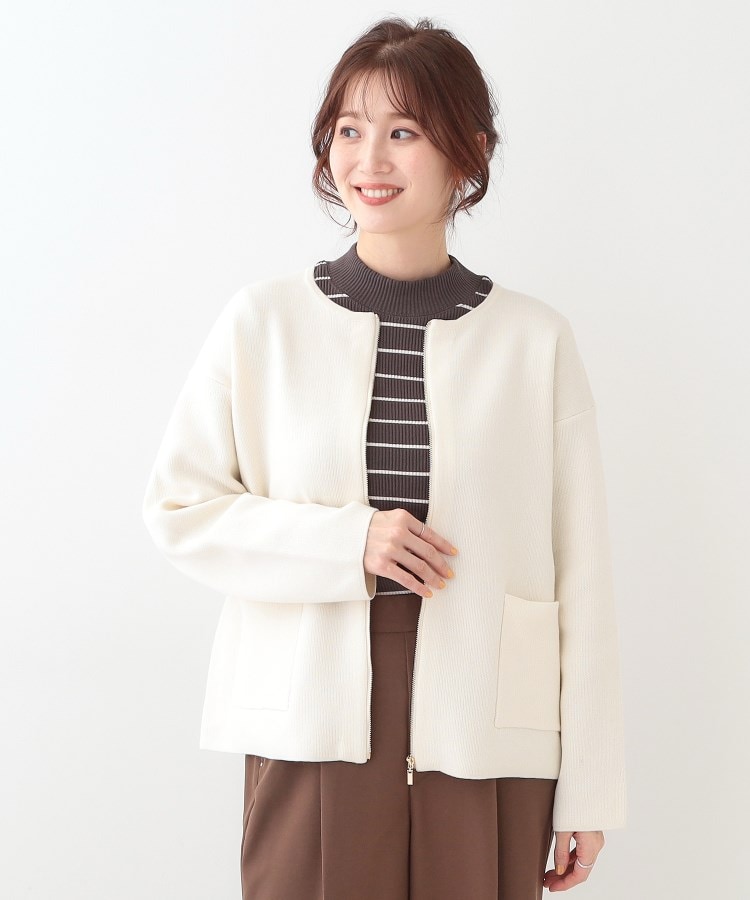 S-LL】ジャガードZIPニットカーディガン(カーディガン/ボレロ S-LL】ジャガードZIPニットカーディガン(カーディガン/ボレロ