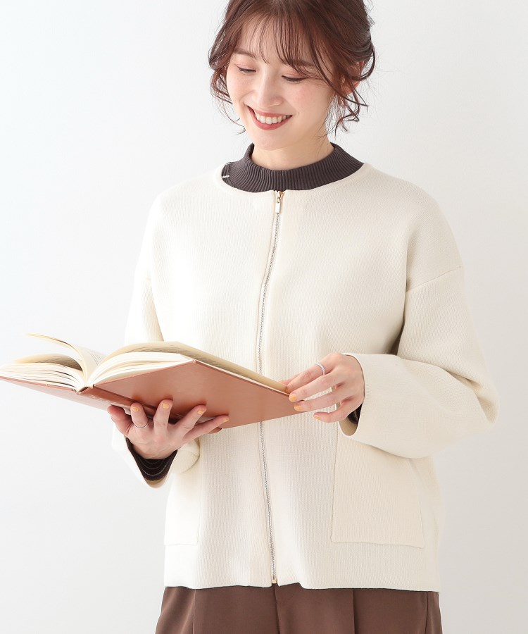 S-LL】ジャガードZIPニットカーディガン(カーディガン/ボレロ S-LL】ジャガードZIPニットカーディガン(カーディガン/ボレロ