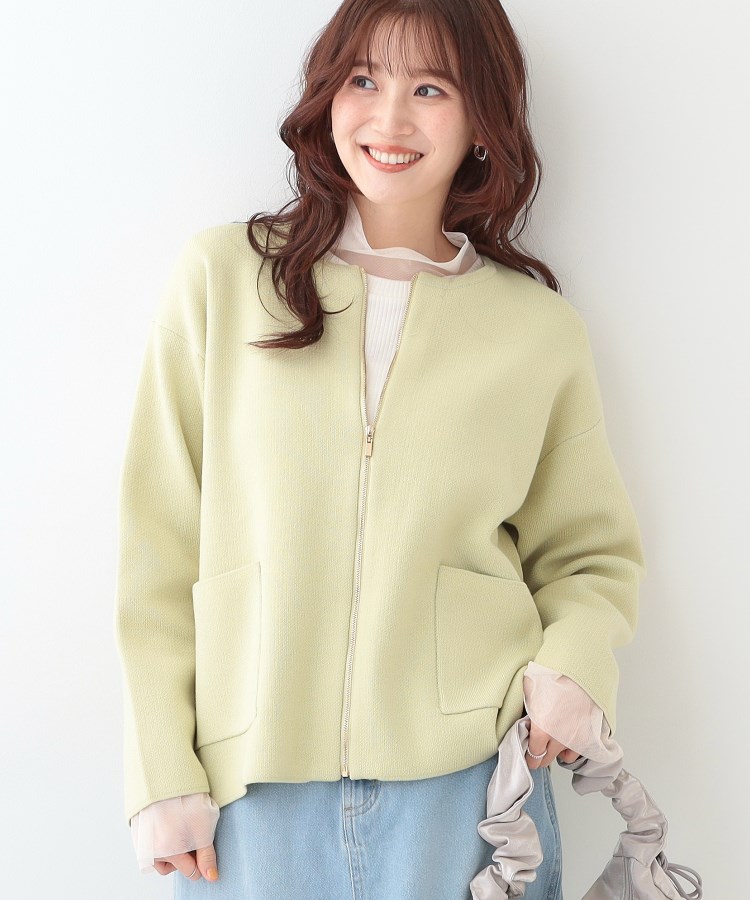 シューラルー/ドレスキップ(SHOO・LA・RUE/DRESKIP)の【S-LL】ジャガードZIPニットカーディガン イエロー(031)