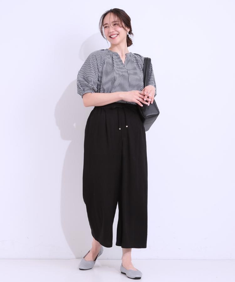 シューラルー/ドレスキップ(SHOO・LA・RUE/DRESKIP)の【洗える/着丈選べる/ひんやり】楽ちんなのにきれい見え カノコ タックワイドパンツ13
