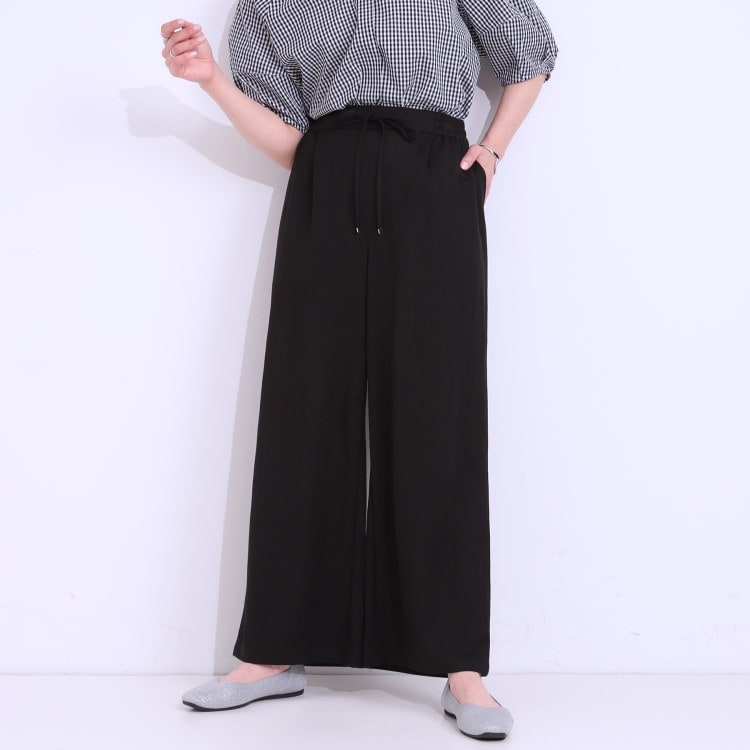 シューラルー/ドレスキップ(SHOO・LA・RUE/DRESKIP)の【洗える/着丈選べる/ひんやり】楽ちんなのにきれい見え カノコ タックワイドパンツ 6～9分丈パンツ