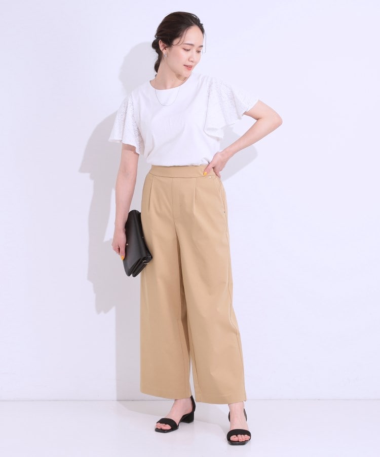 シューラルー/ドレスキップ(SHOO・LA・RUE/DRESKIP)の【S-LL/ひんやり】ゴールドパーツがアクセント ストレッチワイドパンツ15
