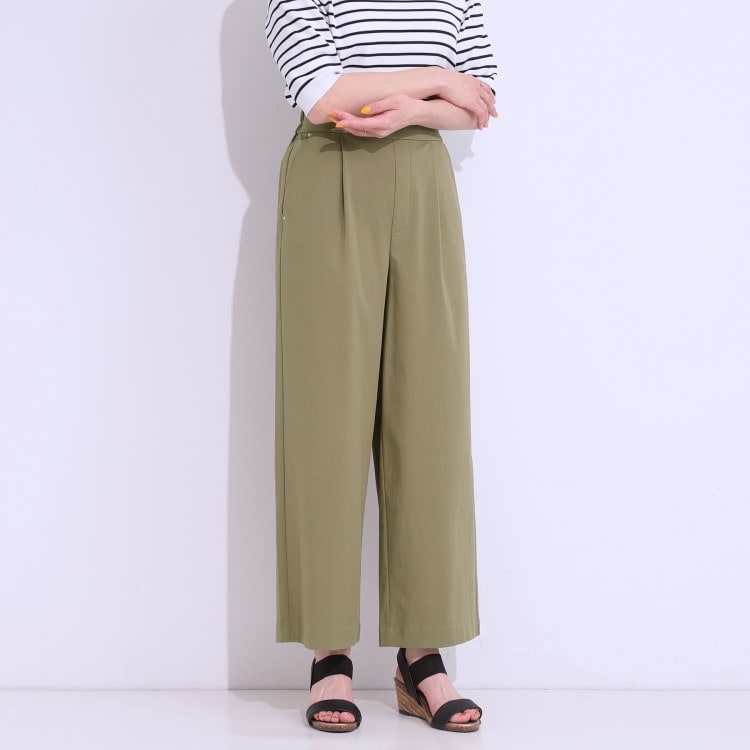 シューラルー/ドレスキップ(SHOO・LA・RUE/DRESKIP)の【S-LL/ひんやり】ゴールドパーツがアクセント ストレッチワイドパンツ フルレングスパンツ