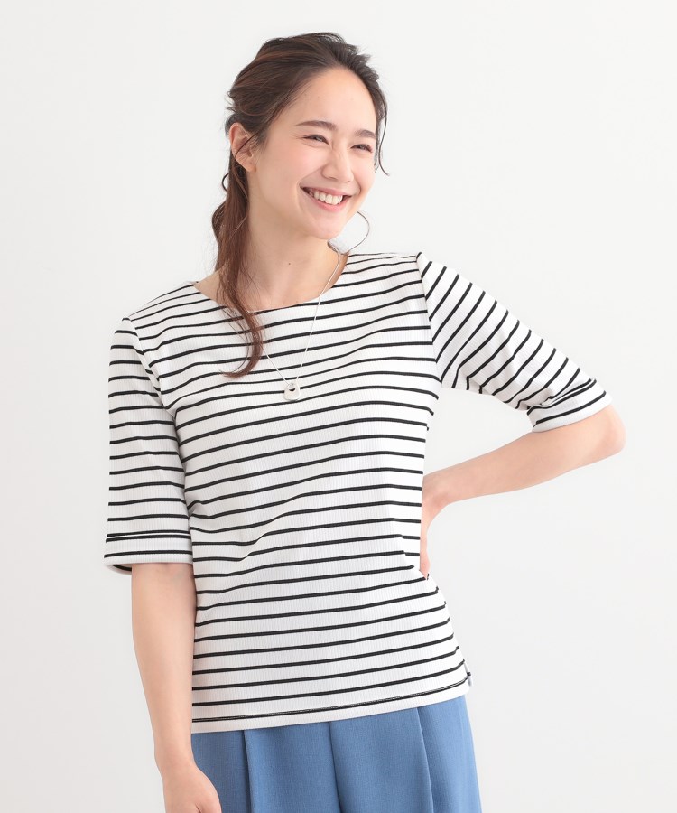 シューラルー/ドレスキップ(SHOO・LA・RUE/DRESKIP)の【S-LL】1枚でもインナーでも テレコ5分袖トップス13