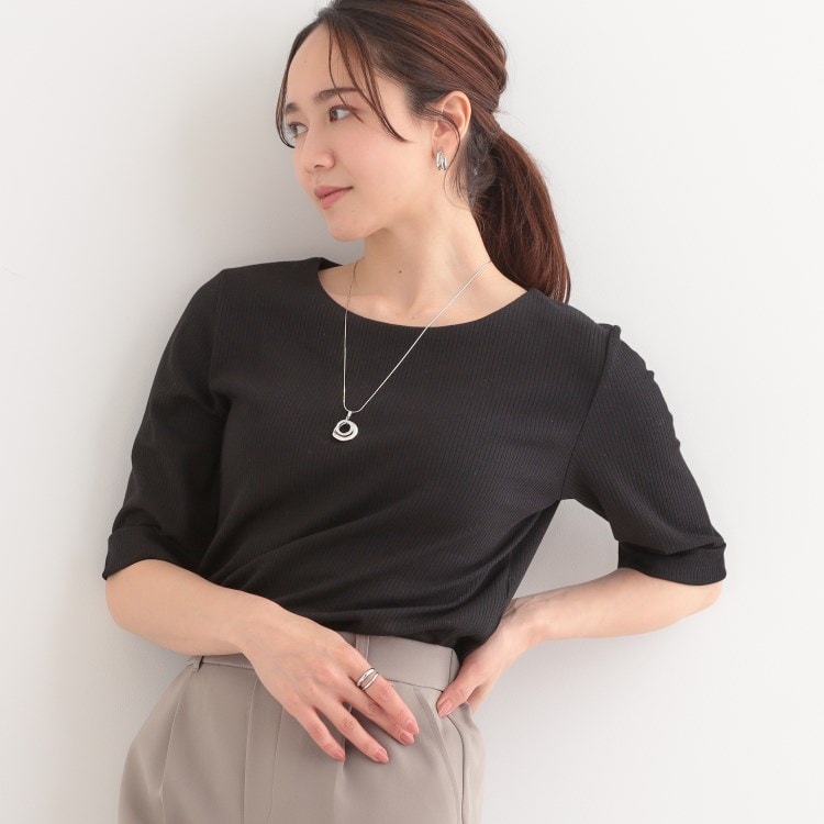 シューラルー/ドレスキップ(SHOO・LA・RUE/DRESKIP)の【S-LL】1枚でもインナーでも テレコ5分袖トップス カットソー