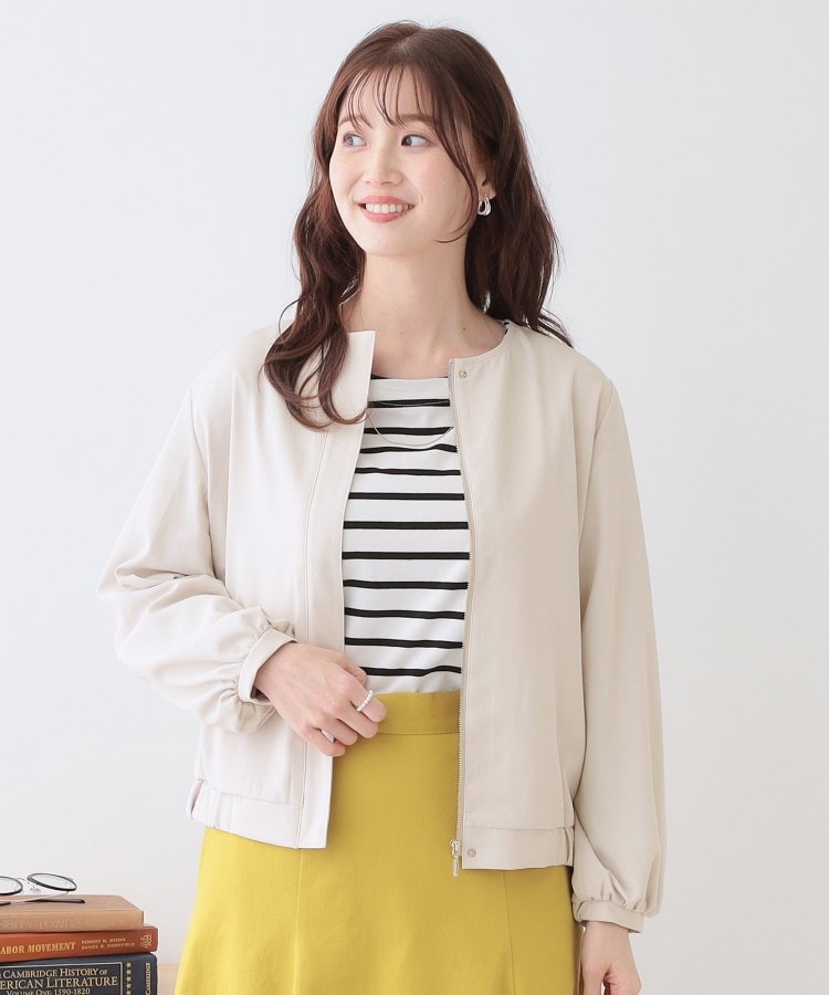お中元 お歳暮 お年賀 夏 冬 年末年始のご挨拶 ギフト 通販な S-LL】さらっと羽織れる ノーカラーブルゾン（ブルゾン ジャケット・アウター
