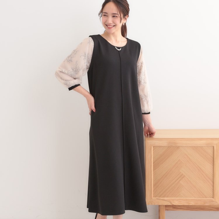 シューラルー/ドレスキップ(SHOO・LA・RUE/DRESKIP)の1枚で上品に決まる お袖レース切り替え7分袖ワンピース マキシ・ロングワンピース