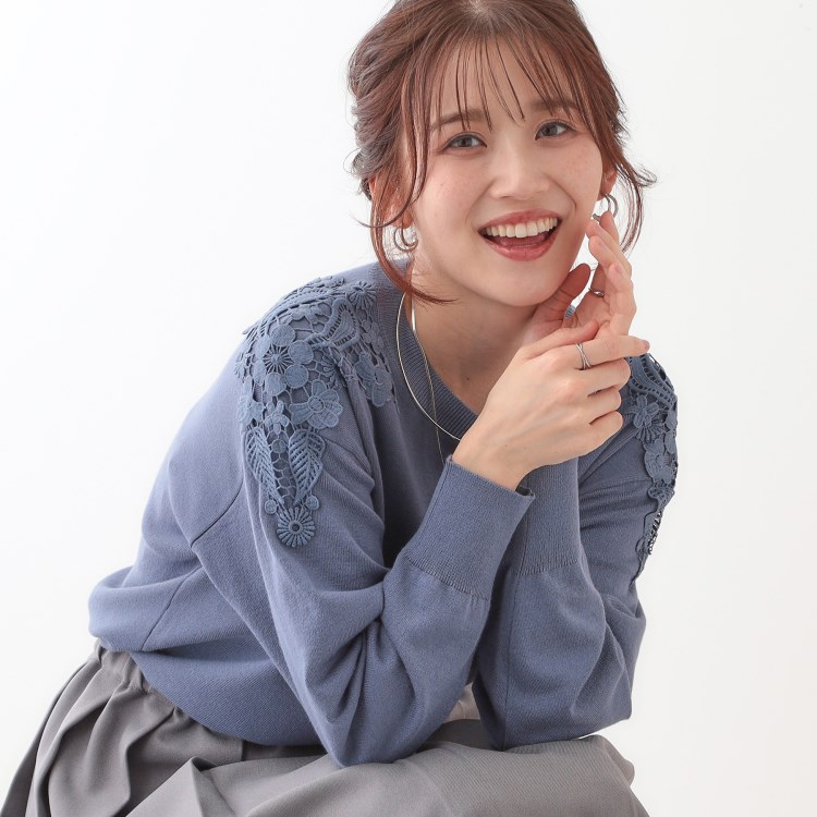 シューラルー/ドレスキップ(SHOO・LA・RUE/DRESKIP)の肩レースが差をつける デザインニット ニット/セーター