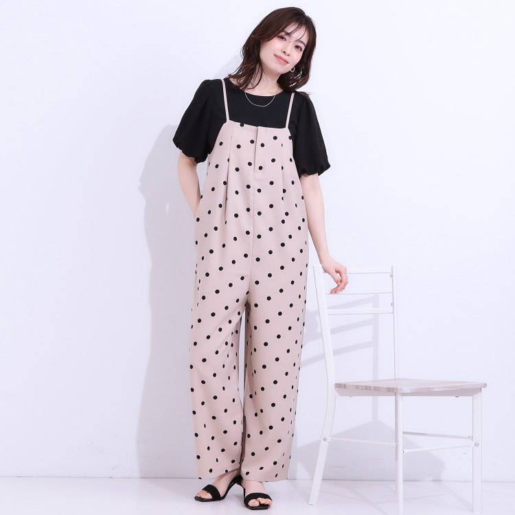 シューラルー/ドレスキップ(SHOO・LA・RUE/DRESKIP)の【S-LL】着丈が調節できる 大人の麻調サロペット オールインワン・サロペット