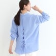 シューラルー/ドレスキップ(SHOO・LA・RUE/DRESKIP)の【S-LL】後ろ姿も抜かりなく バックレースアップシャツ ブルー(091)