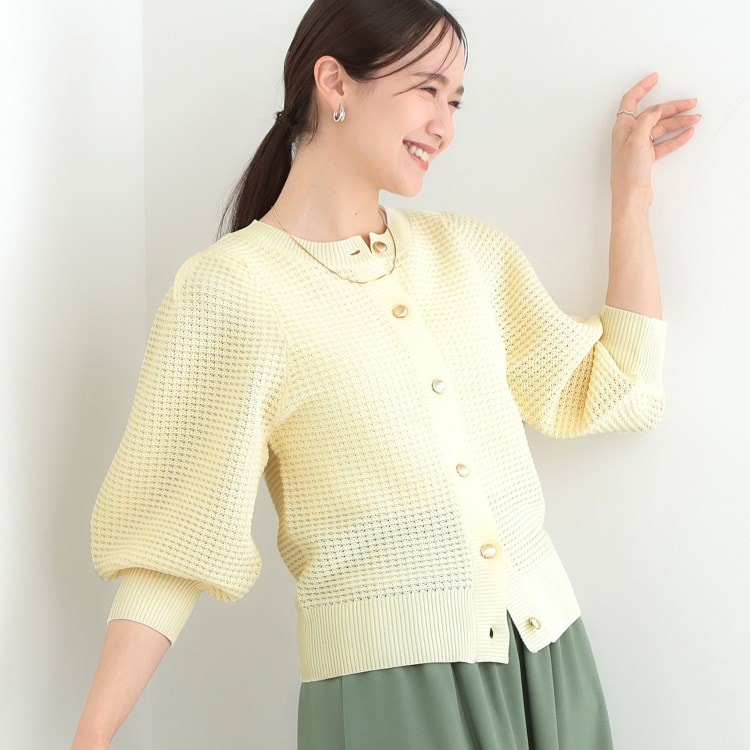 シューラルー/ドレスキップ(SHOO・LA・RUE/DRESKIP)の【S-LL】大人フェミニンな着こなしに 透かし編みニットカーディガン カーディガン/ボレロ