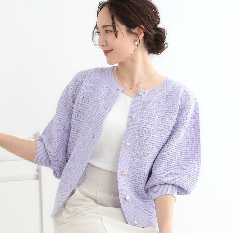 シューラルー/ドレスキップ(SHOO・LA・RUE/DRESKIP)の【S-LL】大人フェミニンな着こなしに 透かし編みニットカーディガン カーディガン/ボレロ