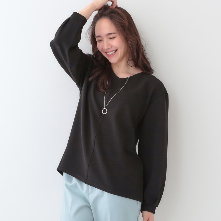シューラルー/ドレスキップ(SHOO・LA・RUE/DRESKIP)の【S-LL/2点セット】大人の上品シルエット アクセ付き Vネックトップス シャツ・ブラウス