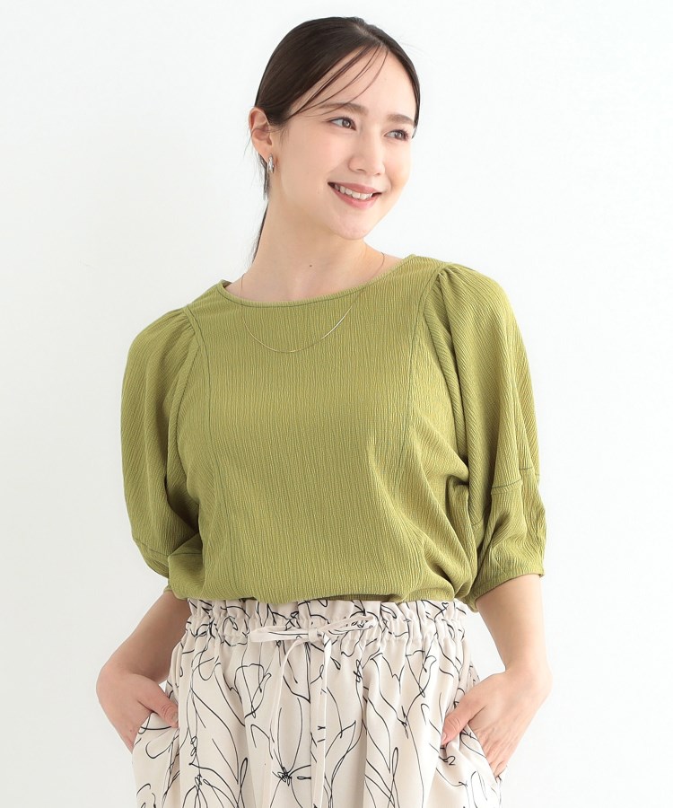シューラルー/ドレスキップ(SHOO・LA・RUE/DRESKIP)の【洗える/S-LL/UV】 配色ステッチがアクセント 大人のデザイントップス5