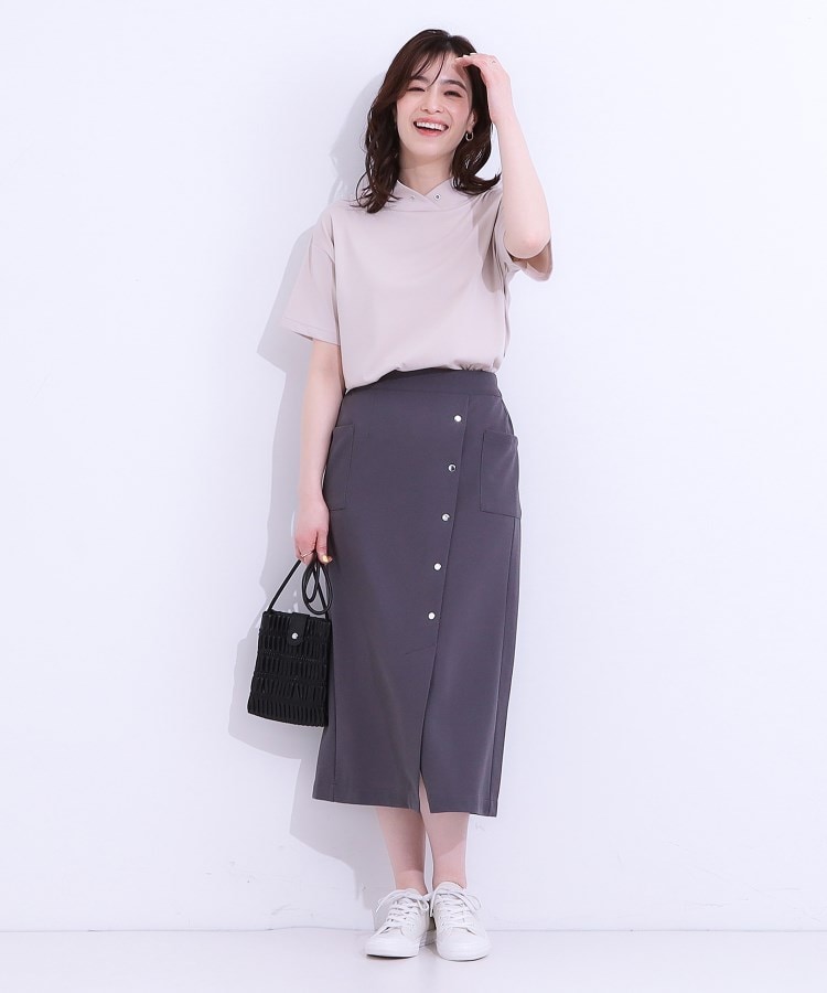 シューラルー/ドレスキップ(SHOO・LA・RUE/DRESKIP)の【S-LL/接触冷感/UV】アウトスタイルもサマになる さらさら抜け襟Tシャツ11