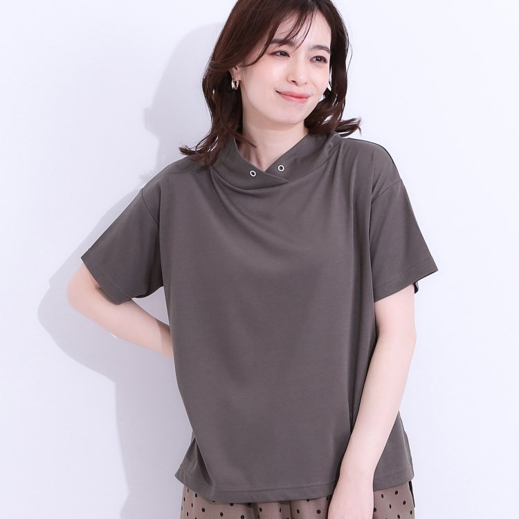 シューラルー/ドレスキップ(SHOO・LA・RUE/DRESKIP)の【S-LL/接触冷感/UV】アウトスタイルもサマになる さらさら抜け襟Tシャツ カットソー