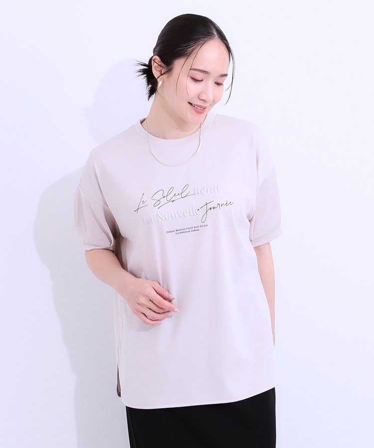 シューラルー/ドレスキップ(SHOO・LA・RUE/DRESKIP)の【S-LL/ひんやり/UV】こなれ感あるぷっくりラメ デザインロゴTシャツ9