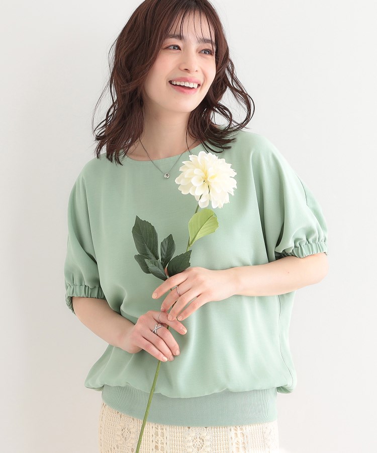 シューラルー/ドレスキップ(SHOO・LA・RUE/DRESKIP)の【高レビュー/UV/接触冷感/洗濯後しわになりにくい/5分袖】さらさら ドルマントップス ミントグリーン(021)