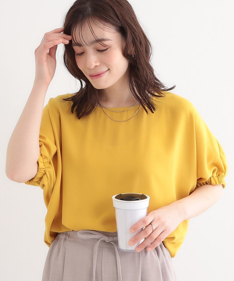シューラルー/ドレスキップ(SHOO・LA・RUE/DRESKIP)の【高レビュー/UV/接触冷感/洗濯後しわになりにくい/5分袖】さらさら ドルマントップス イエロー(032)