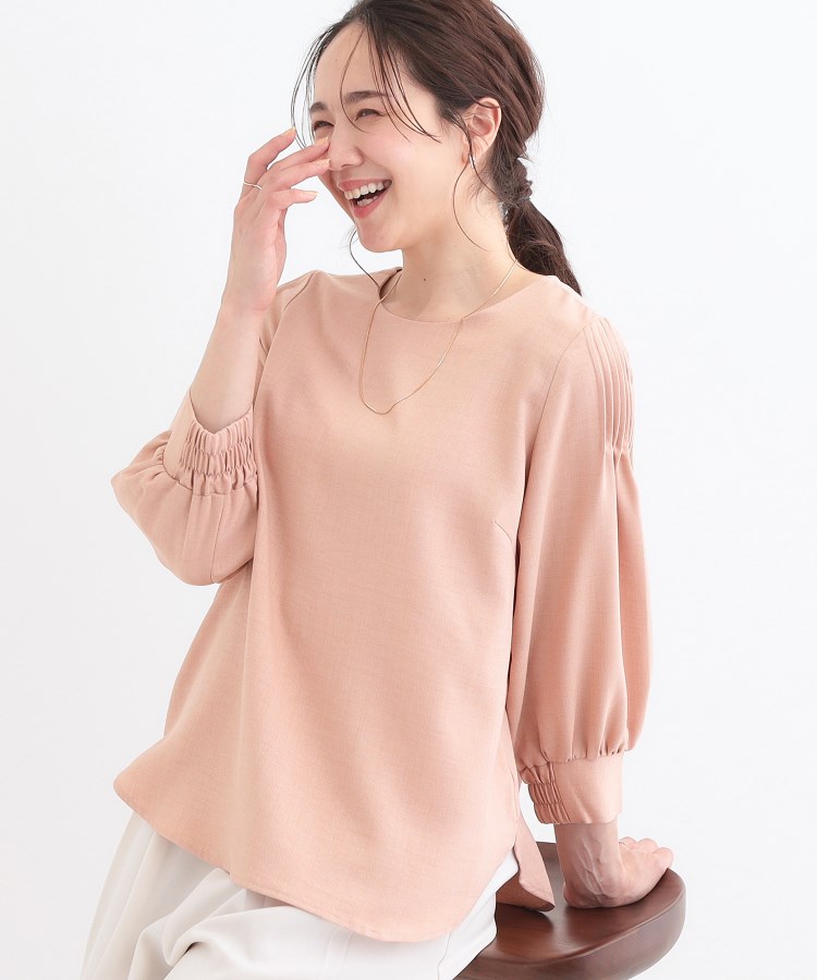 シューラルー/ドレスキップ(SHOO・LA・RUE/DRESKIP)の【洗える/洗濯後しわになりにくい】無理せずキレイ 肩タックブラウス オレンジ(065)