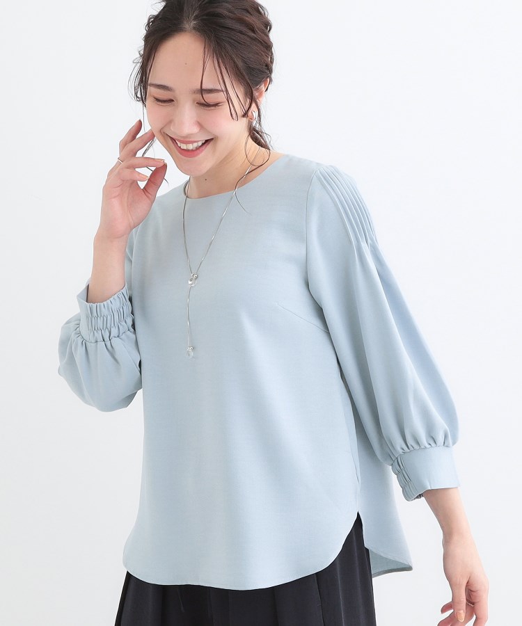 シューラルー/ドレスキップ(SHOO・LA・RUE/DRESKIP)の【洗える/洗濯後しわになりにくい】無理せずキレイ 肩タックブラウス ブルー(091)