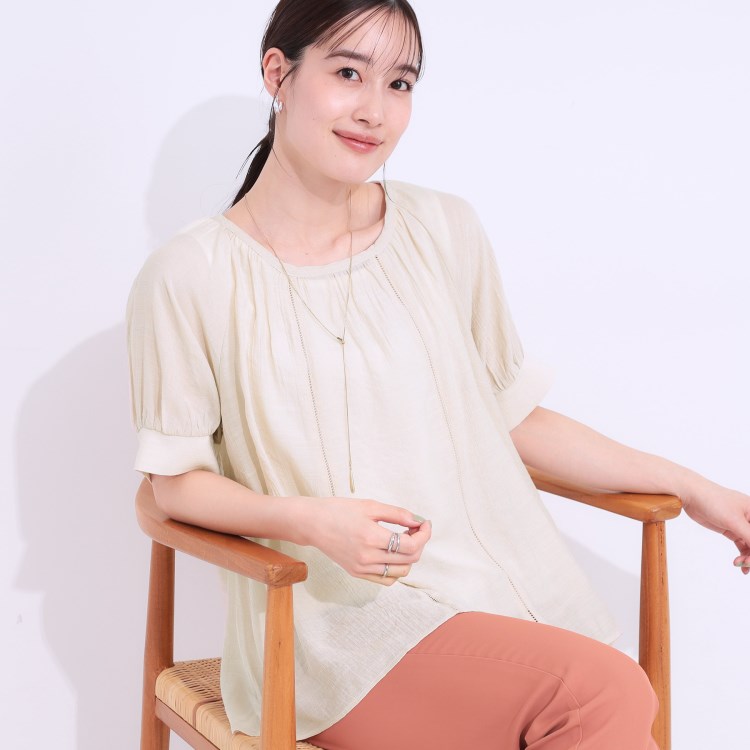 シューラルー/ドレスキップ(SHOO・LA・RUE/DRESKIP)の【S-LL/2点セット】インせず着られる はしごレース5分袖ブラウス シャツ・ブラウス