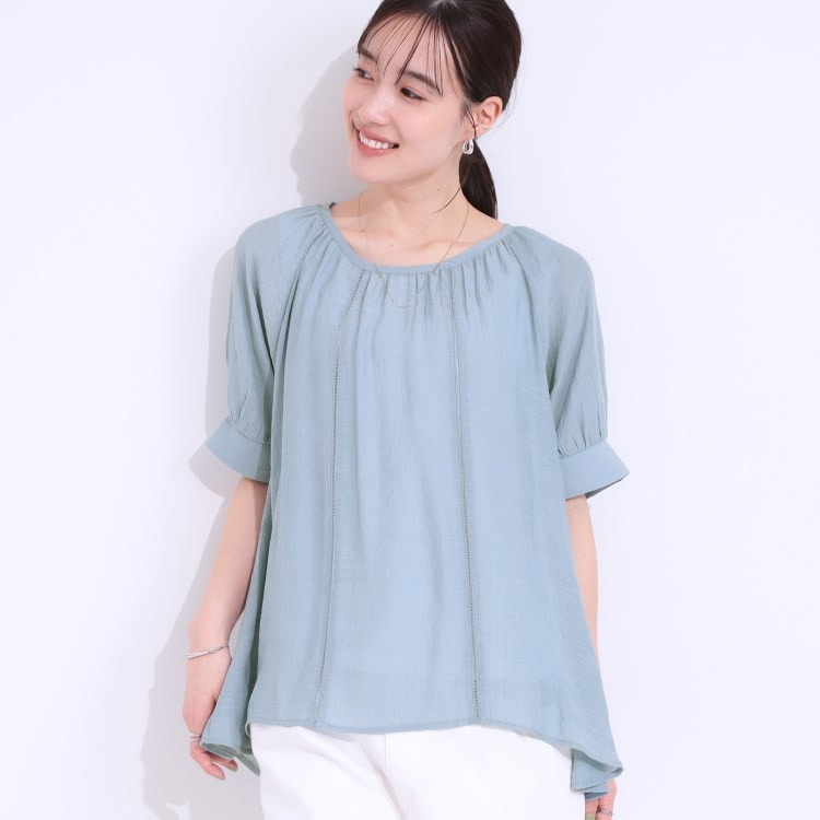 シューラルー/ドレスキップ(SHOO・LA・RUE/DRESKIP)の【S-LL/2点セット】インせず着られる はしごレース5分袖ブラウス シャツ・ブラウス